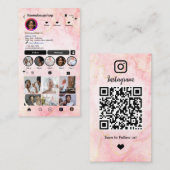 Instagram Marble Pink QR Code Social Media Visitenkarte (Vorne/Hinten)