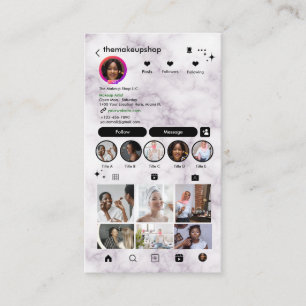 Instagram Modern Marble QR-Code   Social Media  Visitenkarte