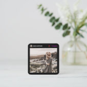 Instagram Moderne Foto Social Media minimal schwar Telefonnummerkarte (Stehend Vorderseite)