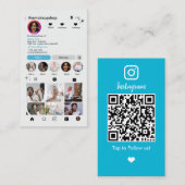 Instagram Moderner Blue QR Code | Soziale Medien Visitenkarte (Vorne/Hinten)