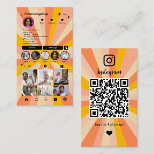Instagram Moderner Retro Boho QR Code Social Media Visitenkarte