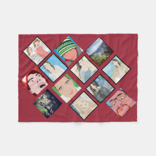 Instagram Mosaik-Foto-rote kundenspezifische Fleecedecke