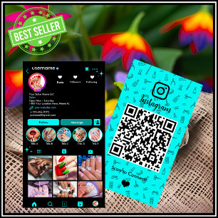 Instagram Nagelstudio Türkis   Social Media QR Visitenkarte