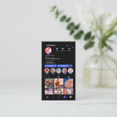 Instagram Nail Salon Blue | QR-Code für soziale Me Visitenkarte (Stehend Vorderseite)