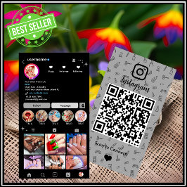 Instagram Nail Salon Gray | QR-Code für soziale Me Visitenkarte