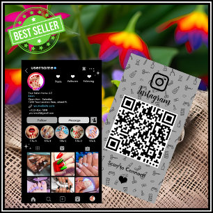 Instagram Nail Salon Gray   QR-Code für soziale Me Visitenkarte