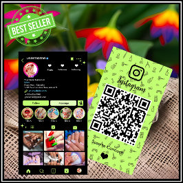 Instagram Nail Salon Lime Green | Social Media QR Visitenkarte