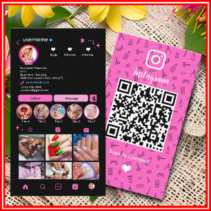 Instagram Nail Salon Pink   QR-Code für soziale Me Visitenkarte