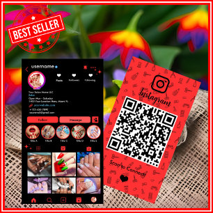 Instagram Nail Salon Red   QR-Code für soziale Med Visitenkarte