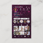 Instagram Niedlicher Lila Glitzer QR Code Social M Visitenkarte (Vorderseite)