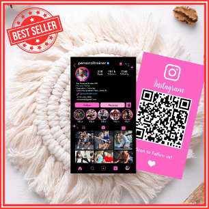 Instagram Pink Personal Trainer Verbinde dich mit  Visitenkarte