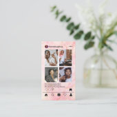 Instagram POST Makeup Artist Pink Marble QR Code Visitenkarte (Stehend Vorderseite)