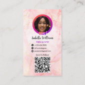 Instagram POST Makeup Artist Pink Marble QR Code Visitenkarte (Rückseite)