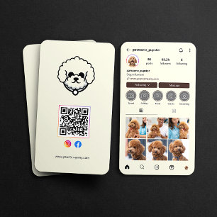 Instagram-Profil Hund Influencer Biege QR-Code Visitenkarte