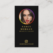 Instagram-Profilfoto-QR-Code Schwarz und Gold Visitenkarte (Vorderseite)