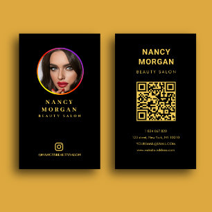 Instagram-Profilfoto-QR-Code Schwarz und Gold Visitenkarte