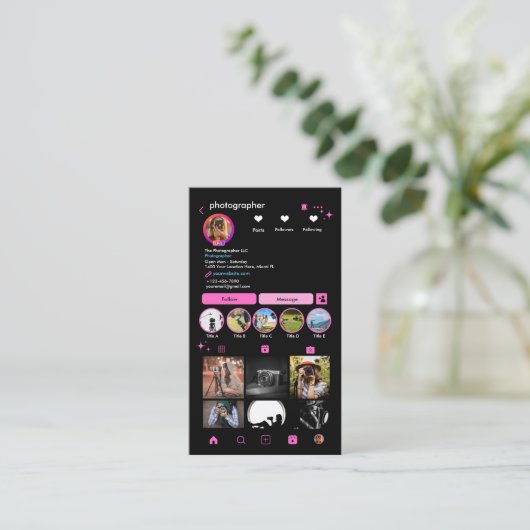 Instagram QR Code für Fotografen Visitenkarte (Stehend Vorderseite)