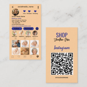 Instagram-QR-Code Geschäft Folge mir Foto-Grid Visitenkarte