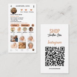 Instagram-QR-Code Geschäft Folge mir Foto-Raster Visitenkarte