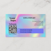 Instagram Qr Code Holographic Social Media Folgen Visitenkarte (Rückseite)