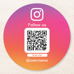 Instagram qr code paper coasters runder pappuntersetzer
