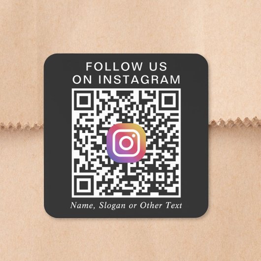 Instagram-QR-Code Schwarz Quadratischer Aufkleber