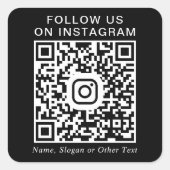 Instagram-QR-Code Schwarz Quadratischer Aufkleber (Vorderseite)