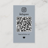 Instagram QR Code Social Media Dusty Blue Visitenkarte (Rückseite)