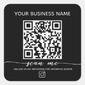 Instagram QR-Code und benutzerdefinierter Text Quadratischer Aufkleber (Vorderseite)