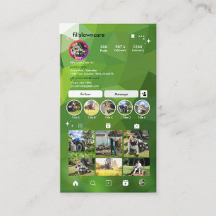 Instagram Rasenpflege Landscaping Mowing QR Code Visitenkarte