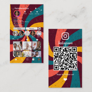 Instagram Retro Vintage Rays QR Code Social Media Visitenkarte