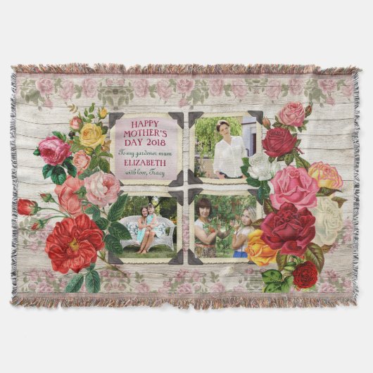 Instagram Rosen der Mutter TagesVintager Decke (Vorderseite)