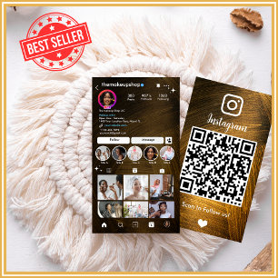 Instagram Rustic Gold QR Code Social Media Visitenkarte