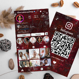 Instagram Rustikale Metallic Red QR Code Social Me Visitenkarte