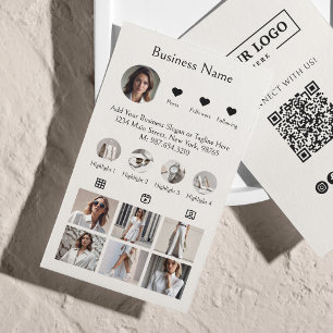 Instagram Social Media folgen Foto-Profil Beige Visitenkarte