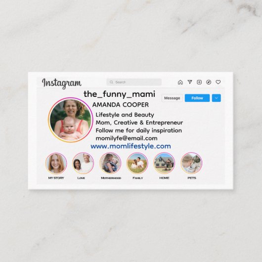 Instagram-Stil Visitenkarte (Vorderseite)