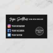 Instagram Twitter Calligraphy Business Card Visitenkarte (Vorderseite)