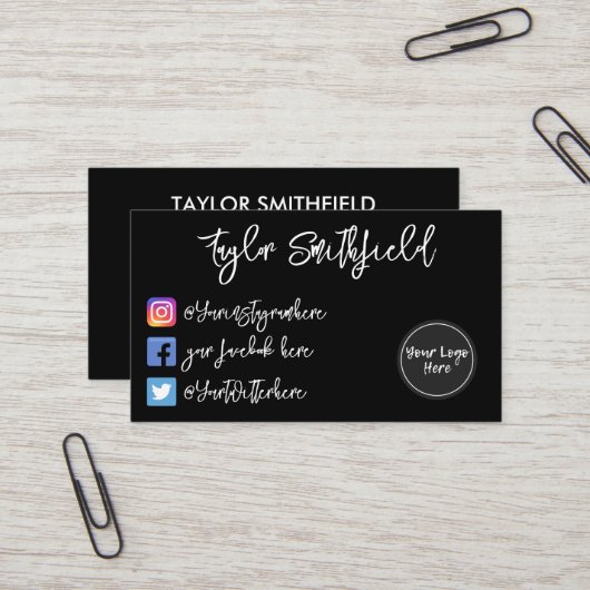 Instagram Twitter Facebook Business Card Visitenkarte (Vorderseite/Rückseite Beispiel)