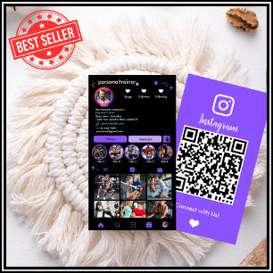 Instagram Verbinde dich mit uns Purple Personal Tr Visitenkarte