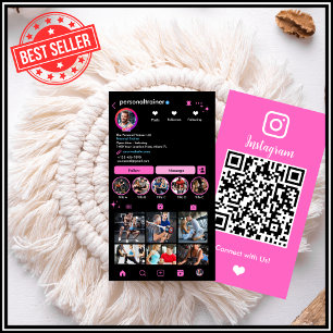Instagram Verbinden Sie mit uns Pink Personal Trai Visitenkarte