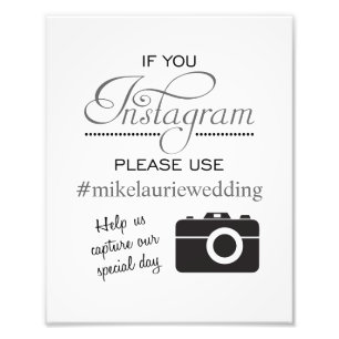 Instagram Wedding Poster Sign - Steel Gray