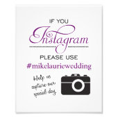 Instagram Wedding Poster Zeichen - Plum Lila (Vorne)