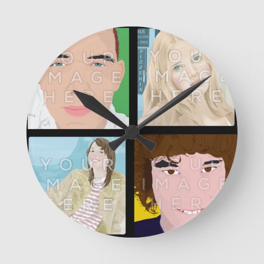 Instagramm 4 Foto Personalisierte Uhr (Vorderseite)