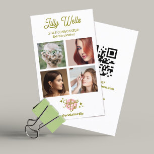 Instagramm 4 Foto Social Media, QR Code White Visitenkarte