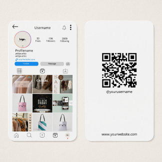 Instagramm Business Card QR Code White Business Ca Visitenkarte