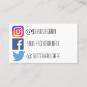 Instagramm Facebook Twitter Visitenkarte (Vorderseite)