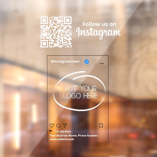 Instagramm folgen Qr Code Weiß Fensteraufkleber (Blatt 2)
