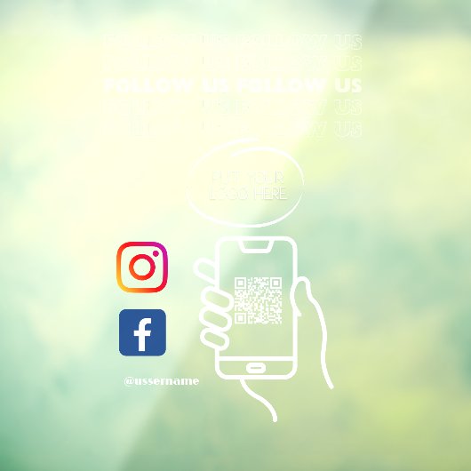 Instagramm folgen Qr Code Weiß Fensteraufkleber (Blatt 3)