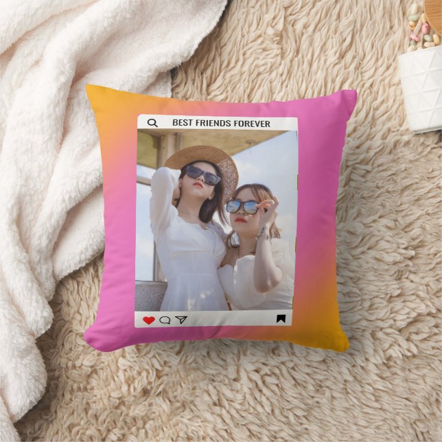instagramm Foto bester Freund rosa Keule Kissen (Decke)