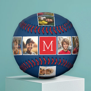 Instagramm-Foto-Collage Monogramme - Blau und Rot Baseball